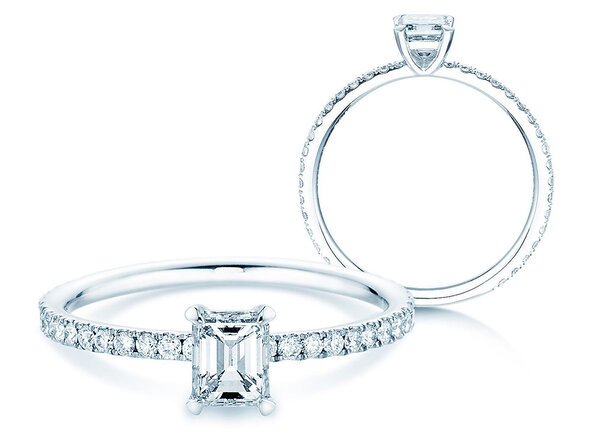 Anello di Fidanzamento Elaine in 14K oro bianco con diamanti 0,86ct G/VS