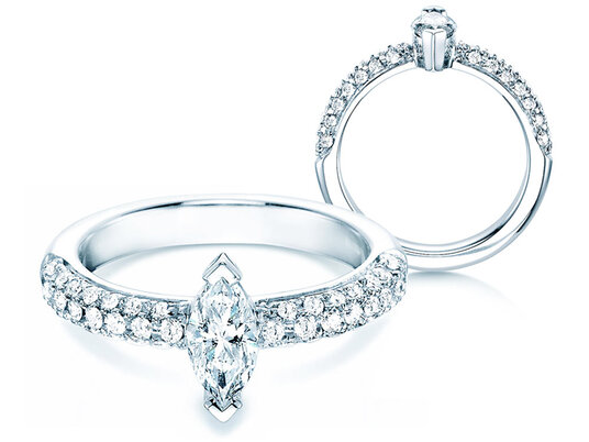 Anello di Fidanzamento Louis in 18K oro bianco con diamanti 1,12ct G/SI