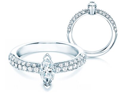 Anello di Fidanzamento Louis in 18K oro bianco con diamanti 1,12ct G/SI