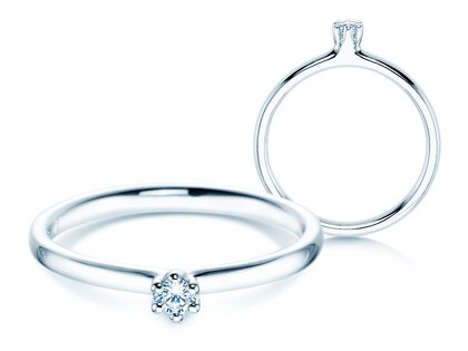 Anello di Fidanzamento Classic 6 in 14K oro bianco con diamante 0,05ct H/SI