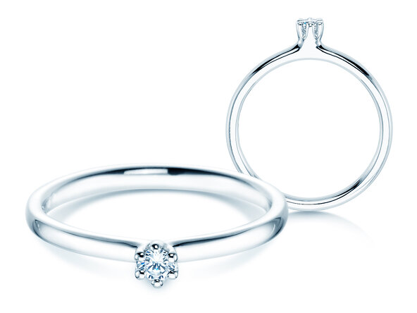 Anello di Fidanzamento Classic 6 in 14K oro bianco con diamante 0,05ct H/SI