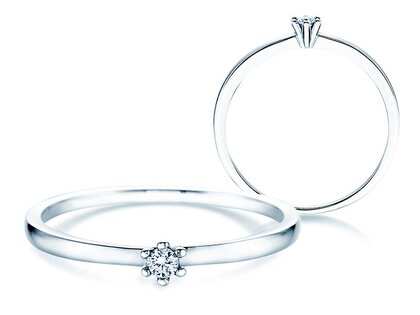 Anello di Fidanzamento Classic Petite in 14K oro bianco con diamante 0,13ct G/SI