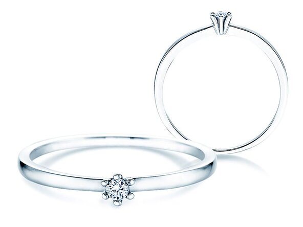 Anello di Fidanzamento Classic Petite in 14K oro bianco con diamante 0,13ct G/SI