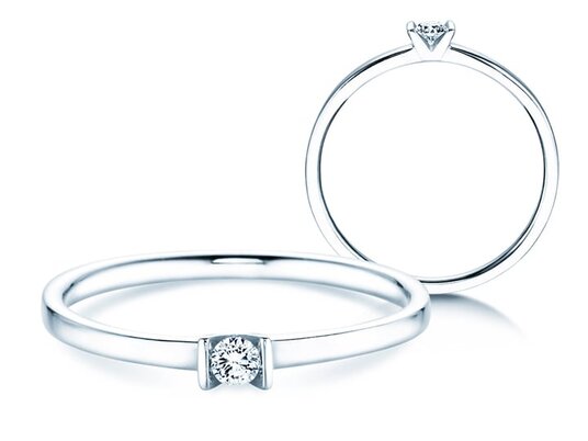 Anello di Fidanzamento Love in 14K oro bianco con diamante 0,07ct G/SI