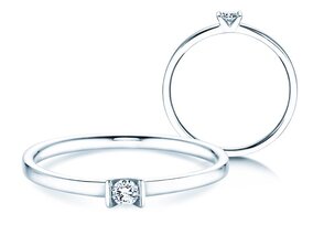 Anello di Fidanzamento Love in 14K oro bianco con diamante 0,04ct G/SI