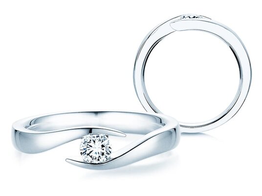 Anello di Fidanzamento Twist in argento 925/- con diamante 0,15ct G/SI