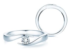 Anello di Fidanzamento Twist in argento 925/- con diamante 0,15ct G/SI
