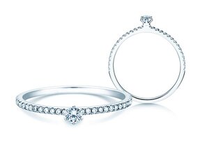 Anello di Fidanzamento Classic Pavé in platino 950/- con diamanti 0,40ct G/SI