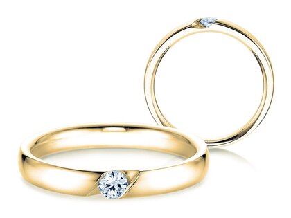 Anello di Fidanzamento Italic in 9K oro giallo con diamante da laboratorio 0,15ct