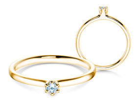 Anello di Fidanzamento Classic 6 in 9K oro giallo con diamante 0,05ct G/SI