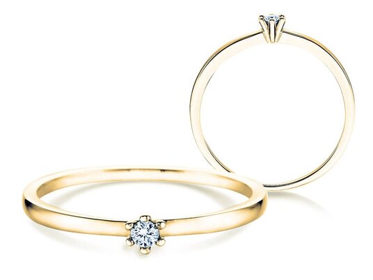 Anello di Fidanzamento Classic Petite in 14K oro giallo con diamante 0,07ct G/SI