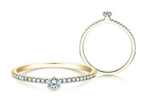 Anello di Fidanzamento Classic Pavé in 14K oro giallo con diamanti 0,50ct G/SI