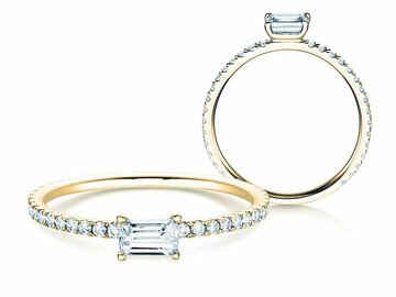 Anello di Fidanzamento Emerald-Cut in oro giallo