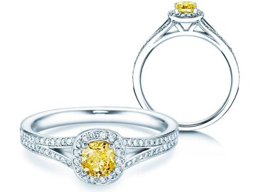 Anello di Fidanzamento Fancy Yellow Cushion