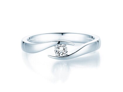Anello di Fidanzamento Twist in argento 925/- con diamante da laboratorio 0,15ct E/VS