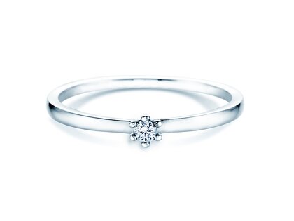 Anello di Fidanzamento Classic Petite in 14K oro bianco con diamante 0,05ct G/SI