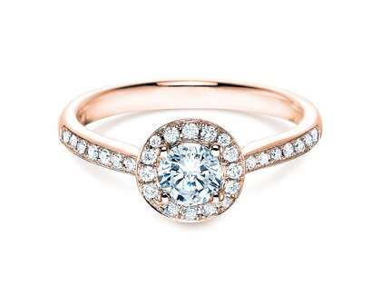 Anello di Fidanzamento Halo Classic in 18K oro rosa con diamanti 0,78ct G/SI
