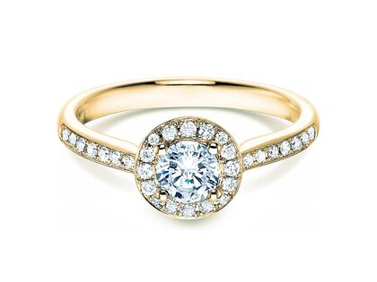 Anello di Fidanzamento Halo Classic in 18K oro giallo con diamanti 0,78ct G/SI