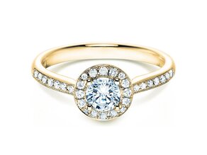 Anello di Fidanzamento Halo Classic in 18K oro giallo con diamanti 0,78ct G/SI