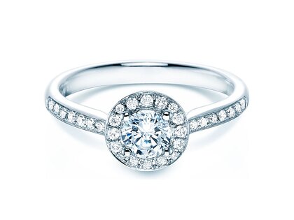 Anello di Fidanzamento Halo Classic in 18K oro bianco con diamanti 0,78ct G/SI