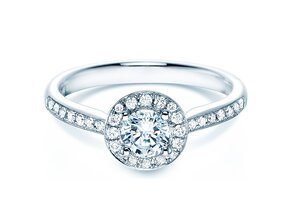 Anello di Fidanzamento Halo Classic in 18K oro bianco con diamanti 0,78ct G/SI