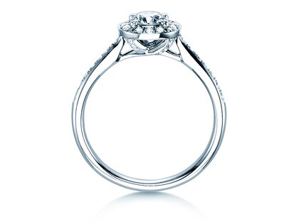 Anello di Fidanzamento Halo Classic in 18K oro bianco con diamanti 0,78ct G/SI