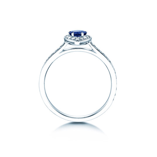 Anello di Fidanzamento Heart Saphir in 9K oro bianco con zaffiro 0,25ct e diamanti 0,34ct