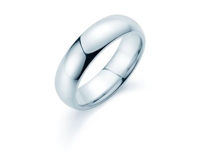 Anello per uomo Classic 6mm in 14K oro bianco lucido