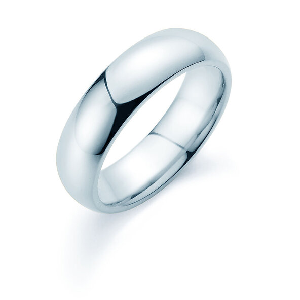 Anello per uomo Classic 6mm in 14K oro bianco lucido