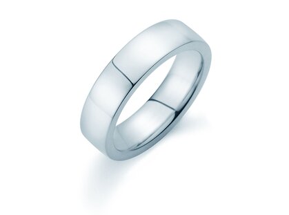 Anello per uomo Modern 5,5mm in 9K oro bianco lucido