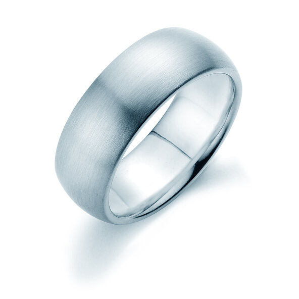 Anello per uomo Classic 7,5mm in 9K oro bianco opaco