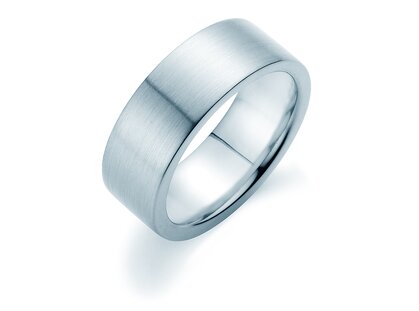 Anello per uomo Modern 8mm in 9K oro bianco opaco