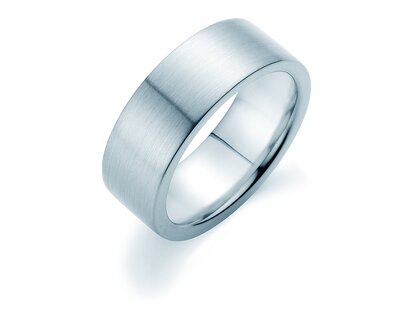 Anello per uomo Modern 8mm in 9K oro bianco opaco