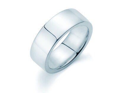 Anello per uomo Modern 8mm in 14K oro bianco lucido