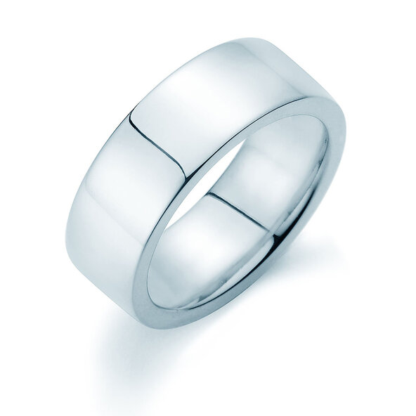 Anello per uomo Modern 8mm in 14K oro bianco lucido