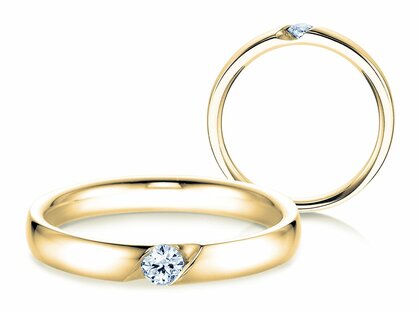 Anello di Fidanzamento Italic in 9K oro giallo con diamante 0,03ct G/SI