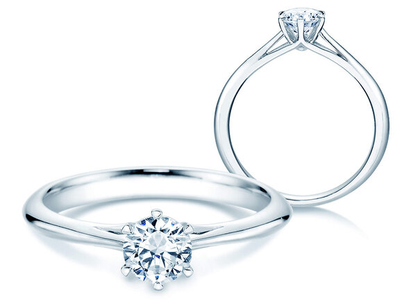 Anello di Fidanzamento Heaven 6 in 9K oro bianco con diamante da laboratorio 0,50ct E/VS