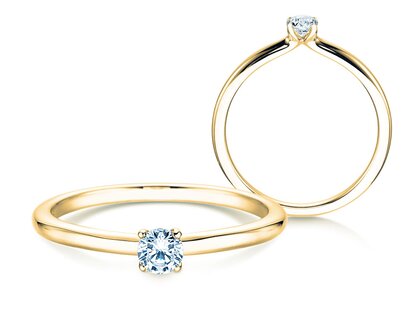 Anello di Fidanzamento Classic 4 in 14K oro giallo con diamante 0,15ct H/SI