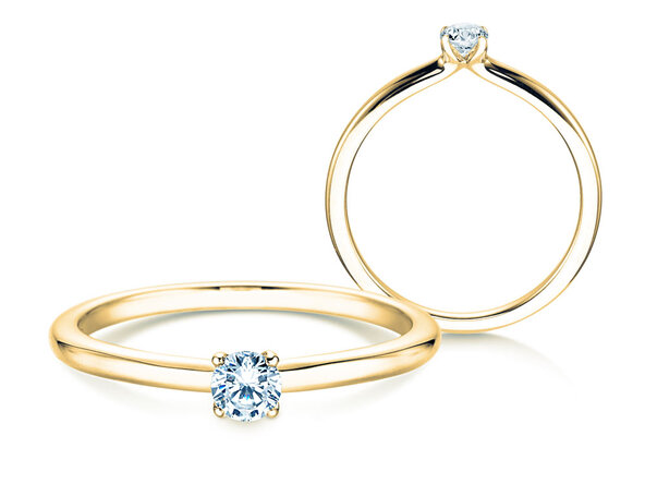 Anello di Fidanzamento Classic 4 in 14K oro giallo con diamante 0,15ct H/SI