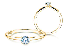 Anello di Fidanzamento Classic 4 in 9K oro giallo con diamante 0,20ct G/SI