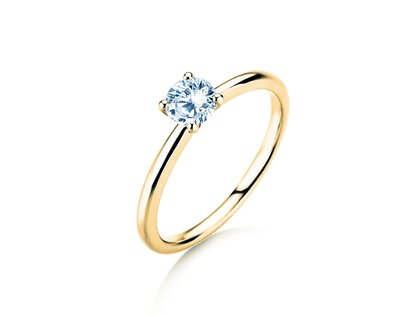 Anello di Fidanzamento Classic 4 in 14K oro giallo con diamante 0,40ct G/SI