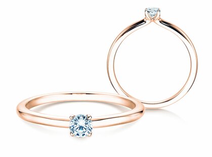 Anello di Fidanzamento Classic 4 in 18K oro rosa con diamante 0,15ct G/SI