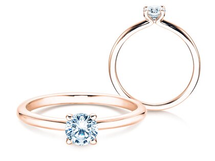 Anello di Fidanzamento Classic 4 in 18K oro rosa con diamante 0,40ct H/SI