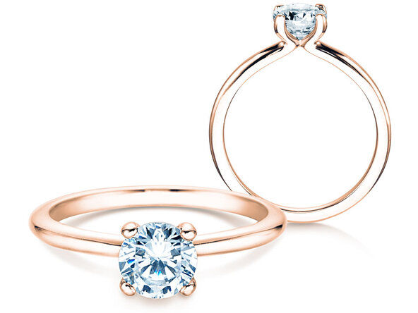Anello di Fidanzamento Classic 4 in 18K oro rosa con diamante 0,75ct G/IF