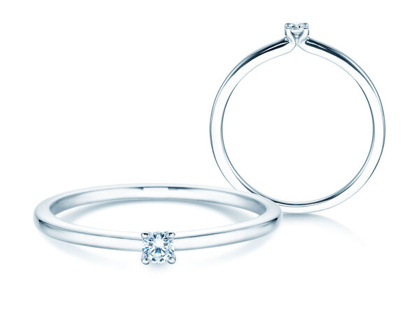Anello di Fidanzamento Classic 4 in 14K oro bianco con diamante 0,05ct H/SI