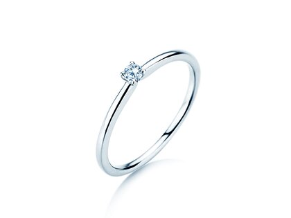 Anello di Fidanzamento Classic 4 in 14K oro bianco con diamante 0,05ct H/SI