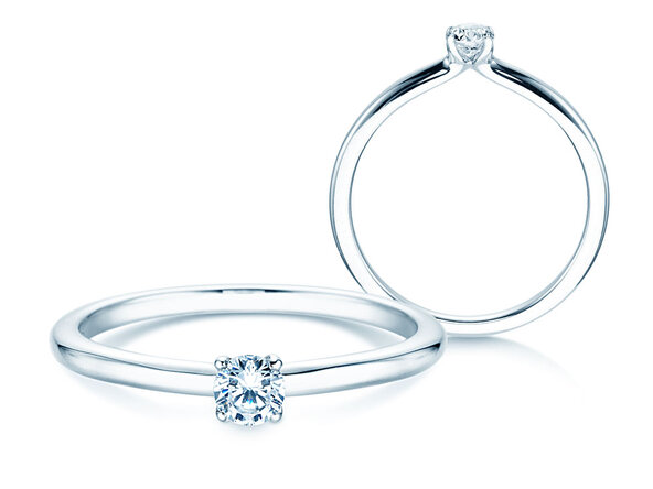 Anello di Fidanzamento Classic 4 in argento 925/- con diamante 0,15ct H/SI