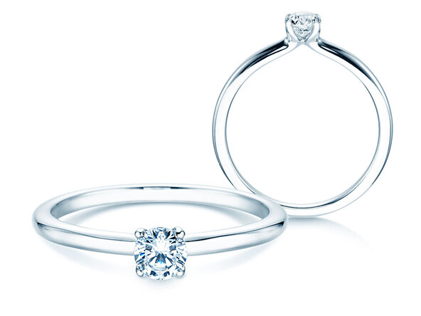 Anello di Fidanzamento Classic 4 in 9K oro bianco con diamante 0,20ct H/SI