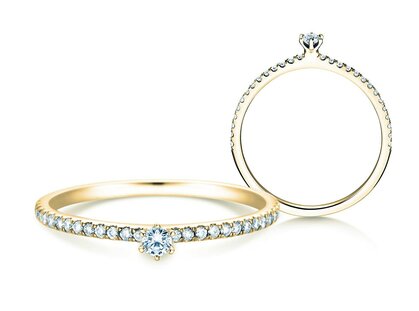 Anello di Fidanzamento Classic Pavé in 9K oro giallo con diamanti 0,20ct G/SI