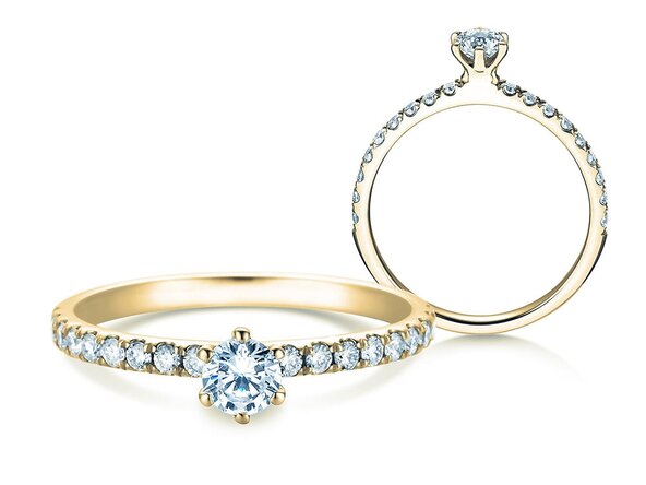 Anello di Fidanzamento Classic Pavé in 14K oro giallo con diamanti 0,50ct G/SI
